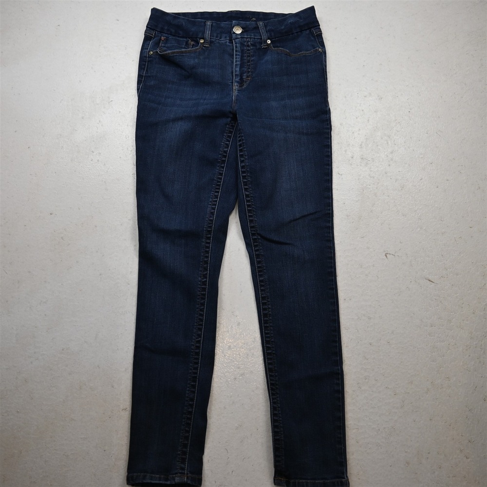 Seven7 8 Tummy Less High Rise Skinny Dark Stretch Denim Womens Jeans